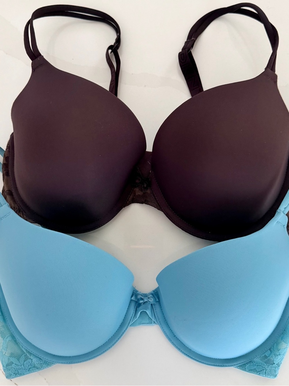 DKNY Brown and Light Blue Smooth T-Shirt Bra Duo
